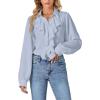 imageLYANER Womens Dressy Ruffle Blouse Long Sleeve Collar Neck Button Down Victorian Shirt TopsLight Blue