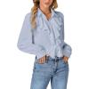 imageLYANER Womens Dressy Ruffle Blouse Long Sleeve Collar Neck Button Down Victorian Shirt TopsLight Blue