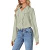 imageLYANER Womens Dressy Ruffle Blouse Long Sleeve Collar Neck Button Down Victorian Shirt TopsLight Green