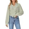 imageLYANER Womens Dressy Ruffle Blouse Long Sleeve Collar Neck Button Down Victorian Shirt TopsLight Green