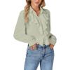imageLYANER Womens Dressy Ruffle Blouse Long Sleeve Collar Neck Button Down Victorian Shirt TopsLight Green
