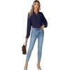 imageLYANER Womens Dressy Ruffle Blouse Long Sleeve Collar Neck Button Down Victorian Shirt TopsNavy Blue