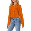 imageLYANER Womens Dressy Ruffle Blouse Long Sleeve Collar Neck Button Down Victorian Shirt TopsOrange