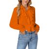imageLYANER Womens Dressy Ruffle Blouse Long Sleeve Collar Neck Button Down Victorian Shirt TopsOrange