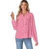 imageLYANER Womens Dressy Ruffle Blouse Long Sleeve Collar Neck Button Down Victorian Shirt TopsPink