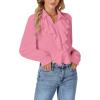 imageLYANER Womens Dressy Ruffle Blouse Long Sleeve Collar Neck Button Down Victorian Shirt TopsPink