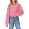imageLYANER Womens Dressy Ruffle Blouse Long Sleeve Collar Neck Button Down Victorian Shirt TopsPink