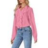 imageLYANER Womens Dressy Ruffle Blouse Long Sleeve Collar Neck Button Down Victorian Shirt TopsPink