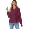 imageLYANER Womens Dressy Ruffle Blouse Long Sleeve Collar Neck Button Down Victorian Shirt TopsPlum Purple