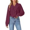 imageLYANER Womens Dressy Ruffle Blouse Long Sleeve Collar Neck Button Down Victorian Shirt TopsPlum Purple