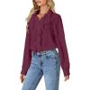 imageLYANER Womens Dressy Ruffle Blouse Long Sleeve Collar Neck Button Down Victorian Shirt TopsPlum Purple