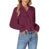 imageLYANER Womens Dressy Ruffle Blouse Long Sleeve Collar Neck Button Down Victorian Shirt TopsPlum Purple