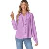 imageLYANER Womens Dressy Ruffle Blouse Long Sleeve Collar Neck Button Down Victorian Shirt TopsPurple