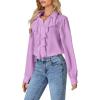 imageLYANER Womens Dressy Ruffle Blouse Long Sleeve Collar Neck Button Down Victorian Shirt TopsPurple