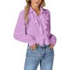 imageLYANER Womens Dressy Ruffle Blouse Long Sleeve Collar Neck Button Down Victorian Shirt TopsPurple