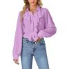 imageLYANER Womens Dressy Ruffle Blouse Long Sleeve Collar Neck Button Down Victorian Shirt TopsPurple