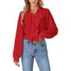 imageLYANER Womens Dressy Ruffle Blouse Long Sleeve Collar Neck Button Down Victorian Shirt TopsRed