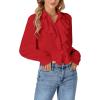 imageLYANER Womens Dressy Ruffle Blouse Long Sleeve Collar Neck Button Down Victorian Shirt TopsRed