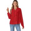 imageLYANER Womens Dressy Ruffle Blouse Long Sleeve Collar Neck Button Down Victorian Shirt TopsRed