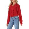 imageLYANER Womens Dressy Ruffle Blouse Long Sleeve Collar Neck Button Down Victorian Shirt TopsRed