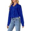 imageLYANER Womens Dressy Ruffle Blouse Long Sleeve Collar Neck Button Down Victorian Shirt TopsRoyal Blue
