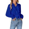imageLYANER Womens Dressy Ruffle Blouse Long Sleeve Collar Neck Button Down Victorian Shirt TopsRoyal Blue