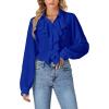 imageLYANER Womens Dressy Ruffle Blouse Long Sleeve Collar Neck Button Down Victorian Shirt TopsRoyal Blue