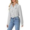 imageLYANER Womens Dressy Ruffle Blouse Long Sleeve Collar Neck Button Down Victorian Shirt TopsStriped Black