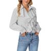 imageLYANER Womens Dressy Ruffle Blouse Long Sleeve Collar Neck Button Down Victorian Shirt TopsStriped Black