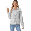 imageLYANER Womens Dressy Ruffle Blouse Long Sleeve Collar Neck Button Down Victorian Shirt TopsStriped Black