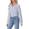 imageLYANER Womens Dressy Ruffle Blouse Long Sleeve Collar Neck Button Down Victorian Shirt TopsStriped Blue