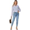 imageLYANER Womens Dressy Ruffle Blouse Long Sleeve Collar Neck Button Down Victorian Shirt TopsStriped Blue