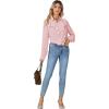 imageLYANER Womens Dressy Ruffle Blouse Long Sleeve Collar Neck Button Down Victorian Shirt TopsStriped Red