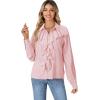 imageLYANER Womens Dressy Ruffle Blouse Long Sleeve Collar Neck Button Down Victorian Shirt TopsStriped Red