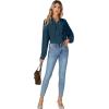 imageLYANER Womens Dressy Ruffle Blouse Long Sleeve Collar Neck Button Down Victorian Shirt TopsTeal Blue
