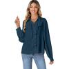 imageLYANER Womens Dressy Ruffle Blouse Long Sleeve Collar Neck Button Down Victorian Shirt TopsTeal Blue