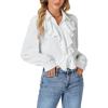 imageLYANER Womens Dressy Ruffle Blouse Long Sleeve Collar Neck Button Down Victorian Shirt TopsWhite