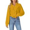 imageLYANER Womens Dressy Ruffle Blouse Long Sleeve Collar Neck Button Down Victorian Shirt TopsYellow