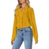 imageLYANER Womens Dressy Ruffle Blouse Long Sleeve Collar Neck Button Down Victorian Shirt TopsYellow