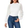 imageLYANER Womens Casual Mesh Sleeve Shirts Elegant Blouse Spring TopsWhite