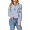 imageLYANER Womens Dressy Ruffle Blouse Long Sleeve Collar Neck Button Down Victorian Shirt TopsLight Blue