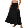 imageLYANER Womens Maxi Long Skirt High Waist A Line Summer Flowy Ruffle Beach SkirtBlack