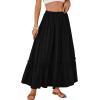 imageLYANER Womens Maxi Long Skirt High Waist A Line Summer Flowy Ruffle Beach SkirtBlack