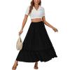 imageLYANER Womens Maxi Long Skirt High Waist A Line Summer Flowy Ruffle Beach SkirtBlack