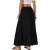 imageLYANER Womens Maxi Long Skirt High Waist A Line Summer Flowy Ruffle Beach SkirtBlack