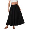 imageLYANER Womens Maxi Long Skirt High Waist A Line Summer Flowy Ruffle Beach SkirtBlack