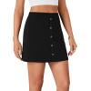imageLYANER Womens Button Front Elastic Waist Stretch High Waist Pull On Mini Length A Line SkirtBlack