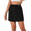 imageLYANER Womens Button Front Elastic Waist Stretch High Waist Pull On Mini Length A Line SkirtBlack
