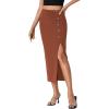 imageLYANER Womens High Waist Long Pencil Skirt Side Split Bodycon Party Club Night Out Midi SkirtsBrown