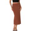 imageLYANER Womens High Waist Long Pencil Skirt Side Split Bodycon Party Club Night Out Midi SkirtsBrown